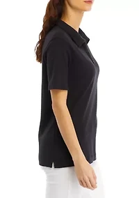 Petite Solid Polo Shirt