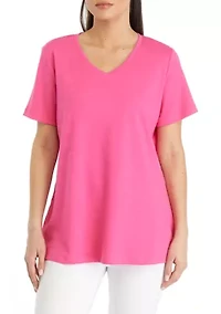 Petite Short Sleeve V-Neck T-Shirt