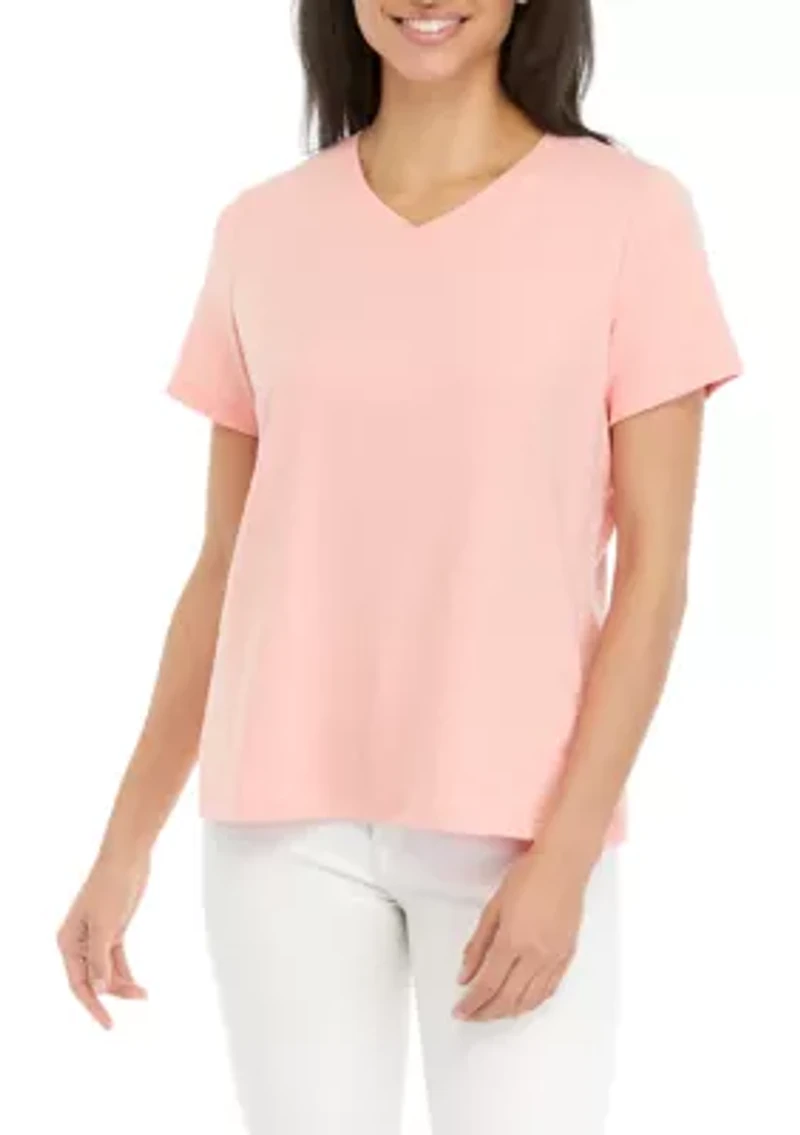 Petite Short Sleeve V-Neck T-Shirt