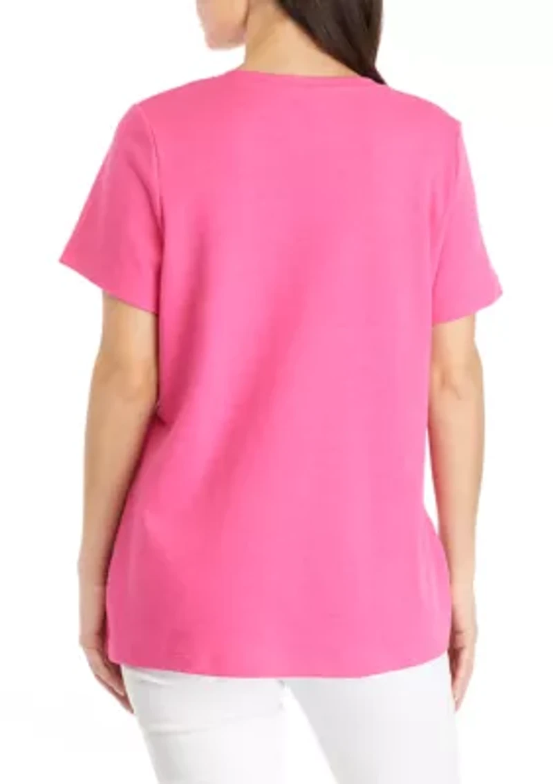 Petite Short Sleeve V-Neck T-Shirt