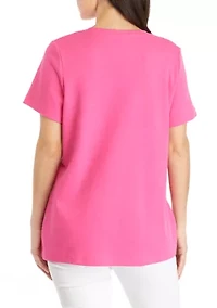 Petite Short Sleeve V-Neck T-Shirt