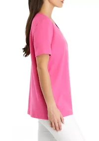 Petite Short Sleeve V-Neck T-Shirt