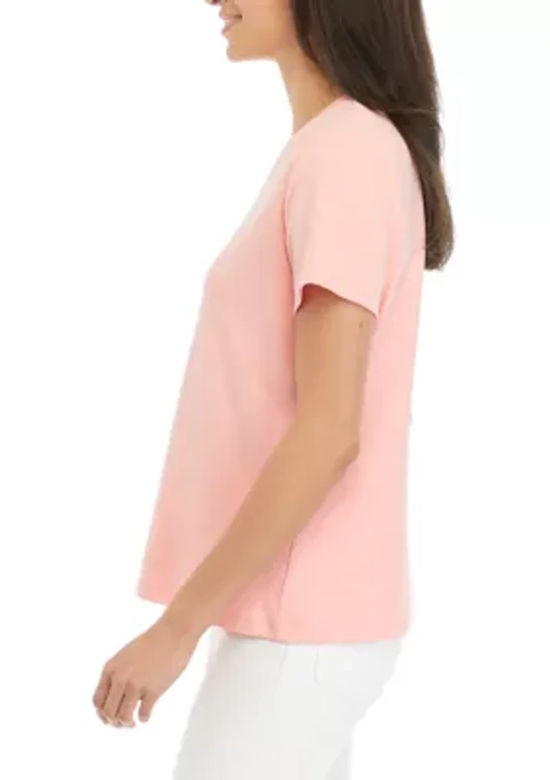 Petite Short Sleeve V-Neck T-Shirt
