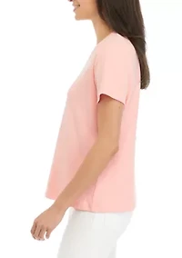 Petite Short Sleeve V-Neck T-Shirt