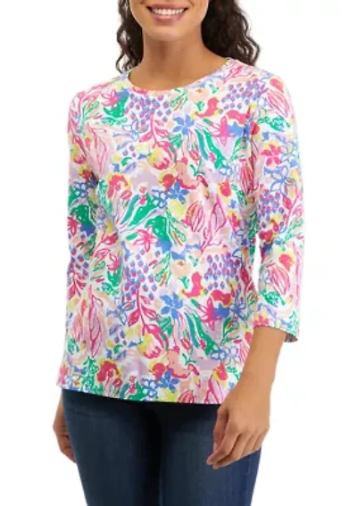 Petite Printed Crew Neck Top