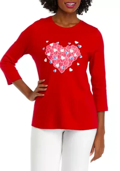 Petite 3/4 Sleeve Graphic T-Shirt