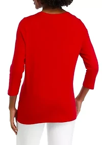 Petite 3/4 Sleeve Graphic T-Shirt