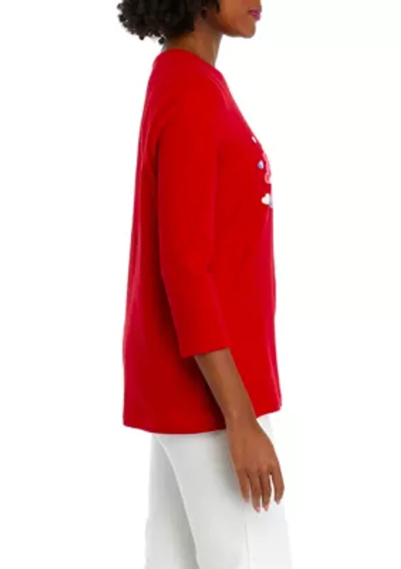 Petite 3/4 Sleeve Graphic T-Shirt