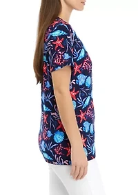 Petite Short Sleeve Crew Neck Printed T-Shirt