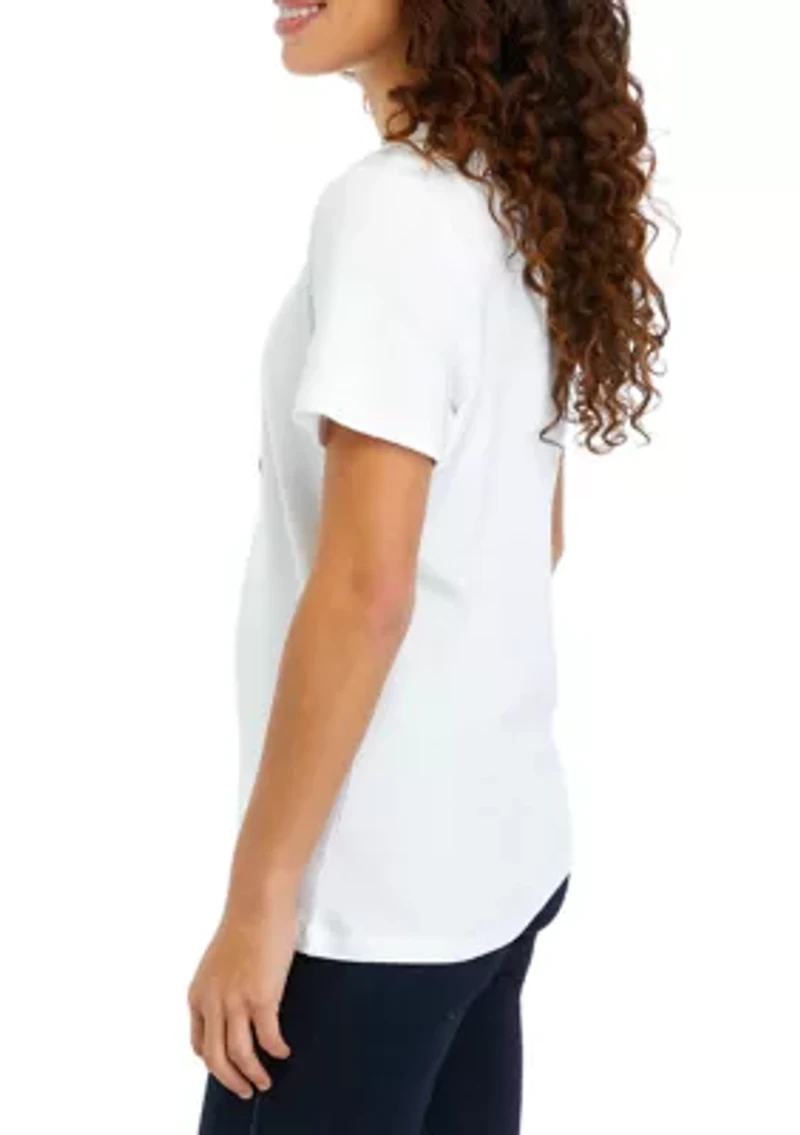 Petite Short Sleeve Crew Neck Graphic T-Shirt