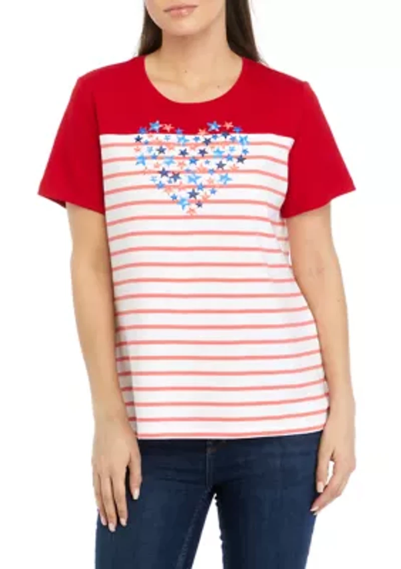 Petite Short Sleeve Crew Neck Graphic T-Shirt