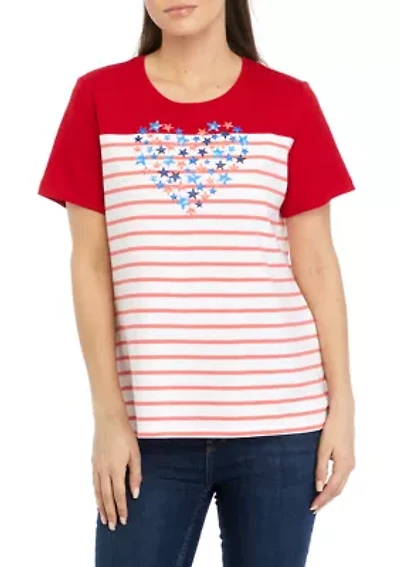 Petite Short Sleeve Crew Neck Graphic T-Shirt
