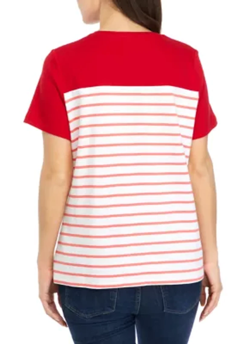 Petite Short Sleeve Crew Neck Graphic T-Shirt