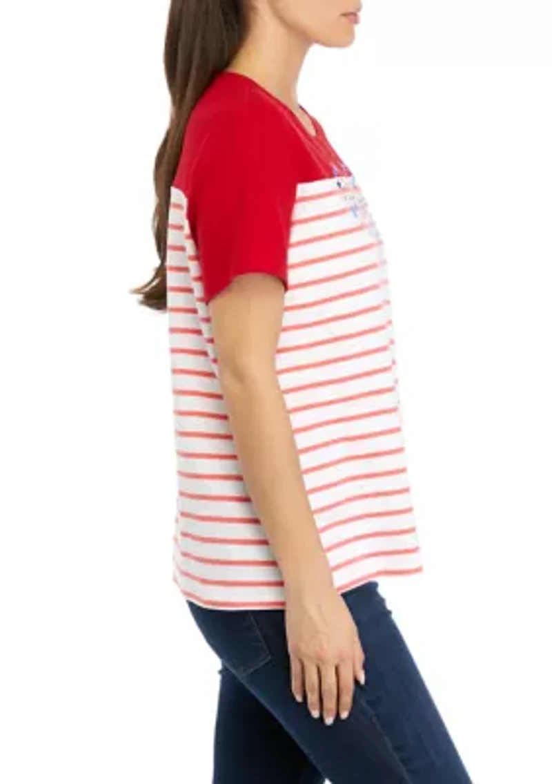 Petite Short Sleeve Crew Neck Graphic T-Shirt