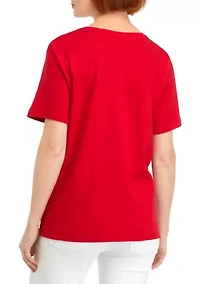 Petite Solid Crew Neck Top