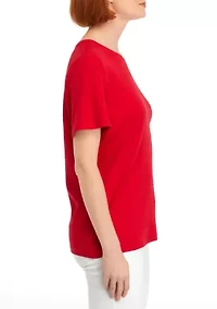 Petite Solid Crew Neck Top