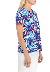 Petite Short Sleeve V-Neck Printed T-Shirt