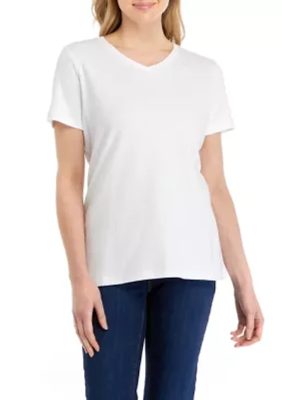 Petite Short Sleeve V-Neck T-Shirt