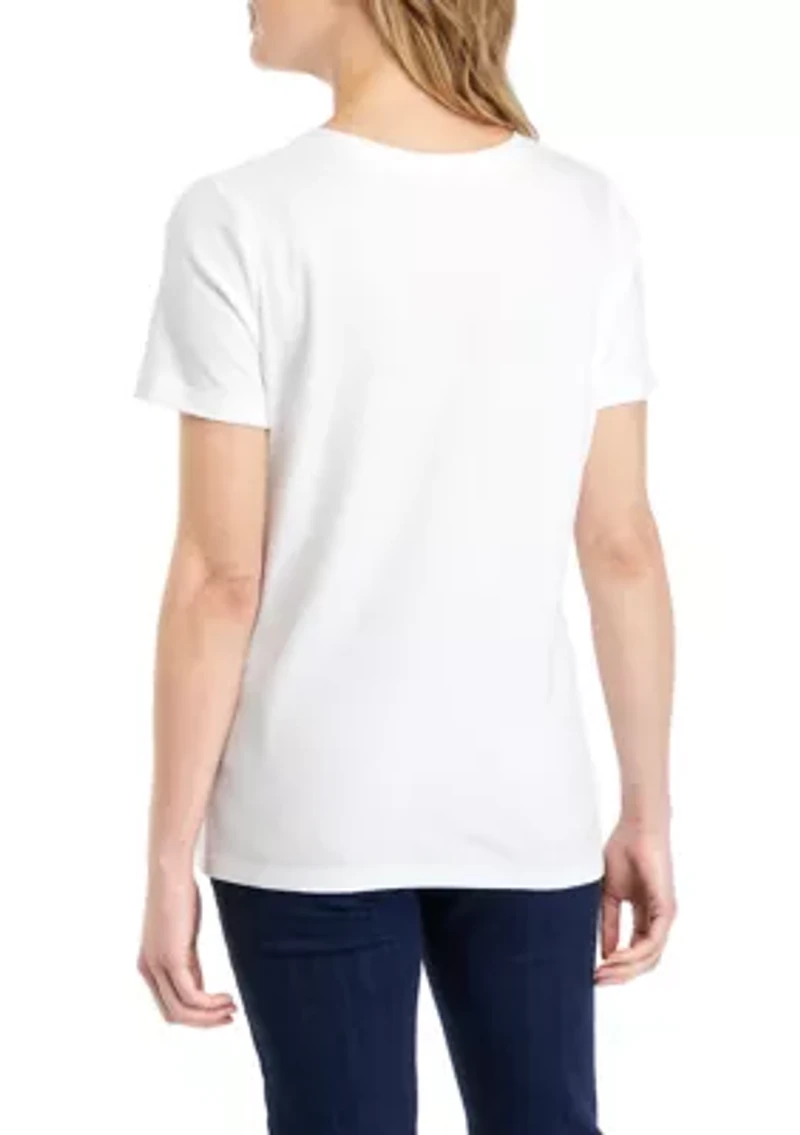 Petite Short Sleeve V-Neck T-Shirt