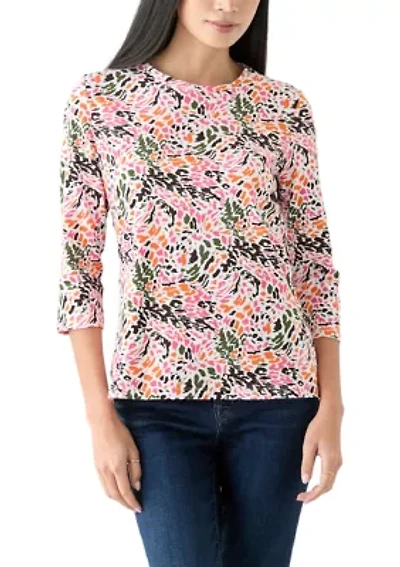 Petite Printed Crew Neck Top