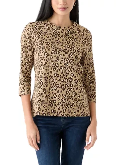 Petite Printed Crew Neck Top
