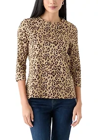 Petite Printed Crew Neck Top