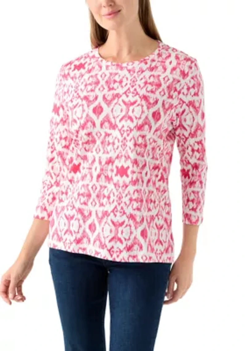 Petite Printed Crew Neck Top