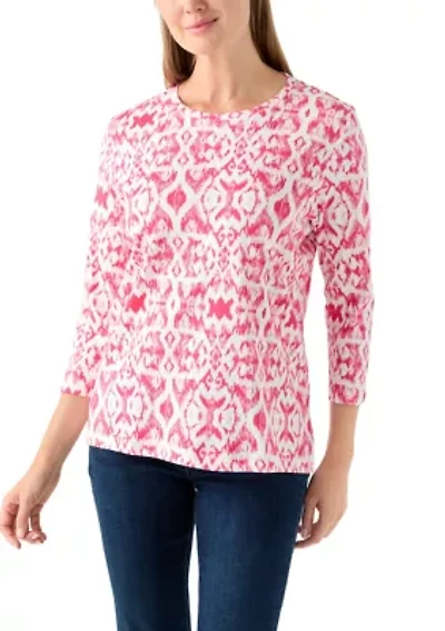 Petite Printed Crew Neck Top