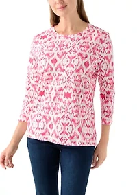 Petite Printed Crew Neck Top