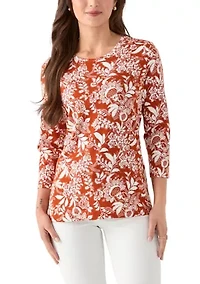 Petite Printed Crew Neck Top