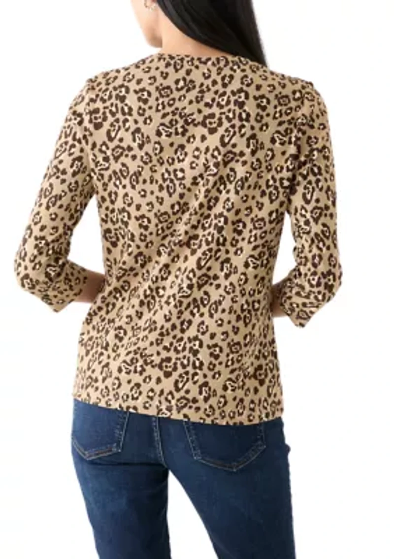 Petite Printed Crew Neck Top