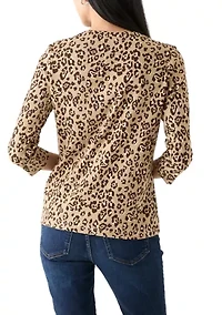 Petite Printed Crew Neck Top