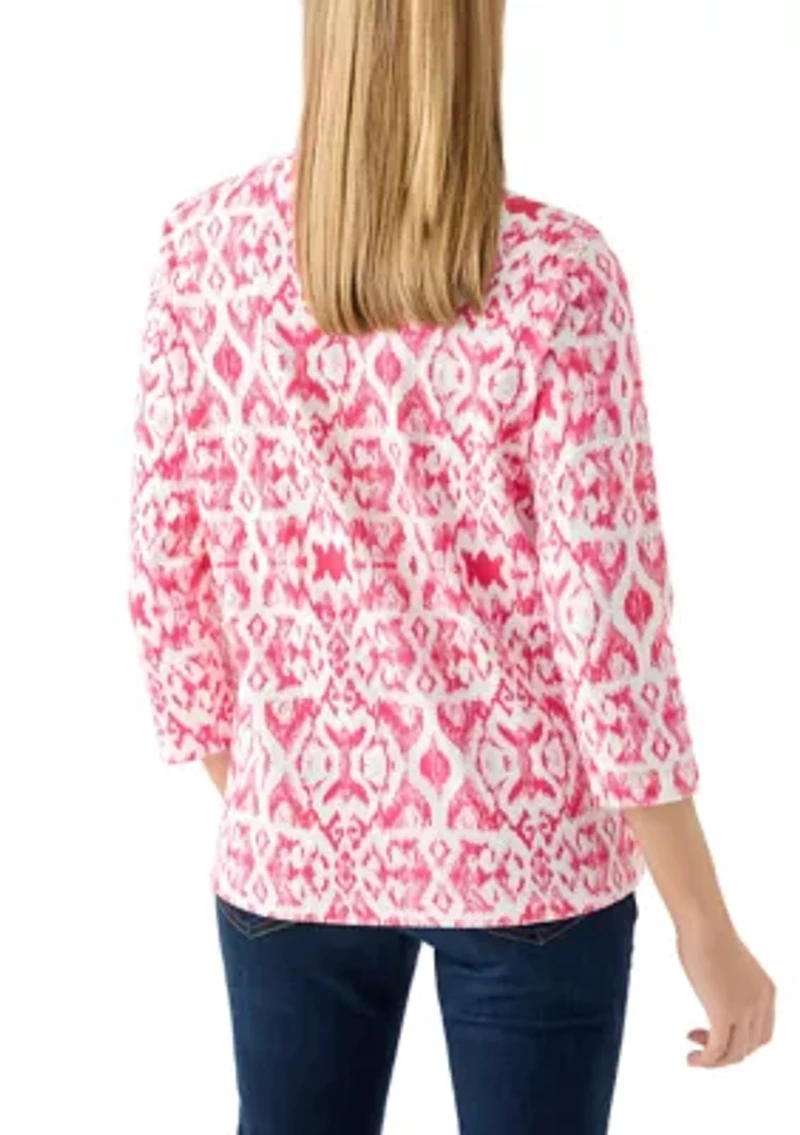 Petite Printed Crew Neck Top