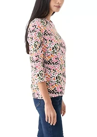 Petite Printed Crew Neck Top