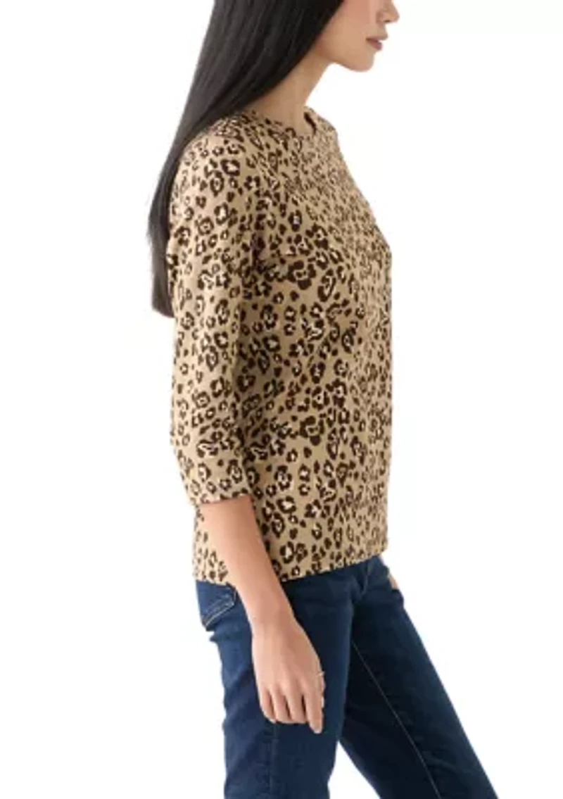 Petite Printed Crew Neck Top