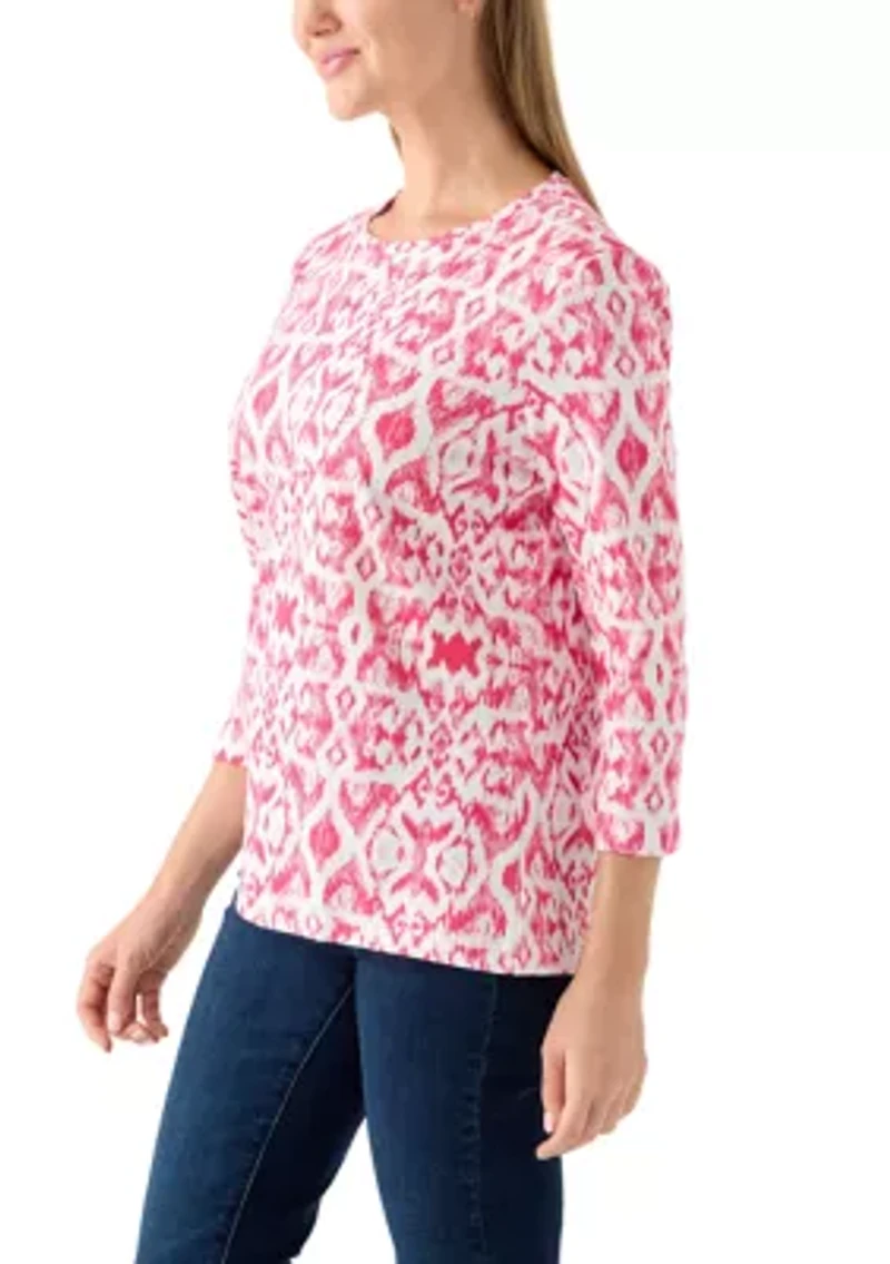Petite Printed Crew Neck Top