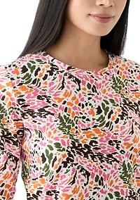 Petite Printed Crew Neck Top