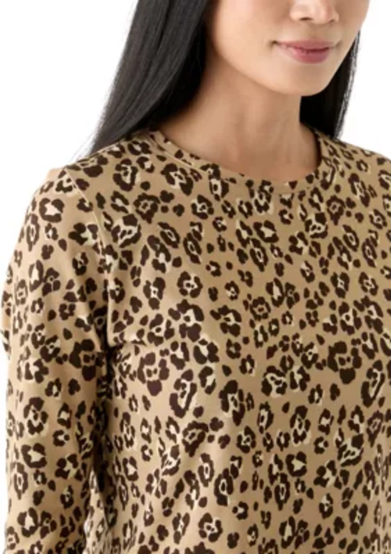 Petite Printed Crew Neck Top