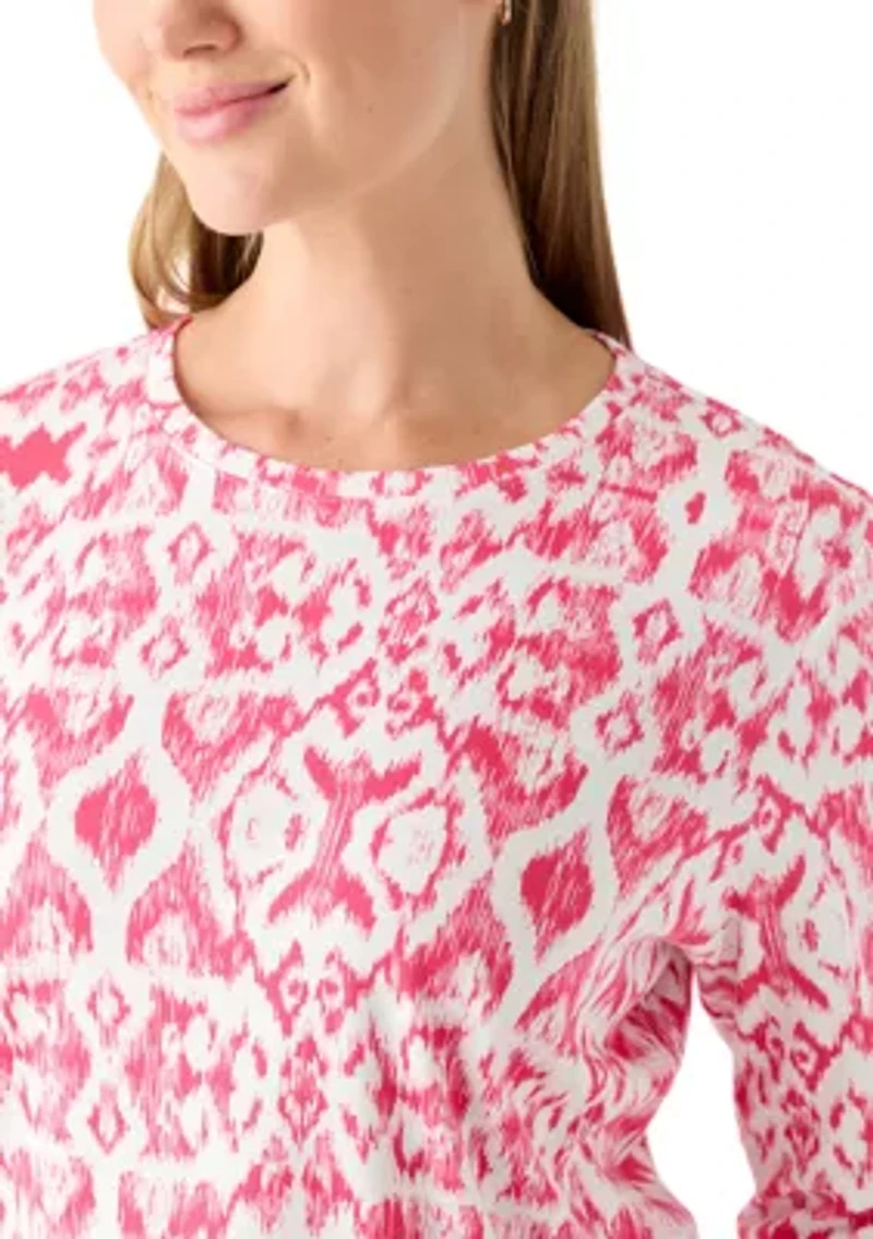 Petite Printed Crew Neck Top