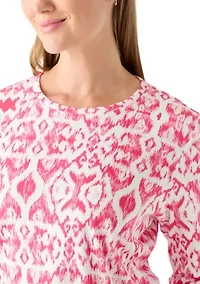 Petite Printed Crew Neck Top
