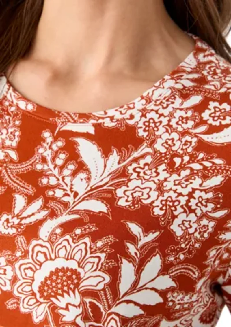 Petite Printed Crew Neck Top