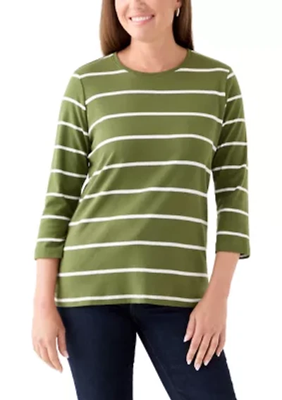 Petite Stripped Crew Neck  Top