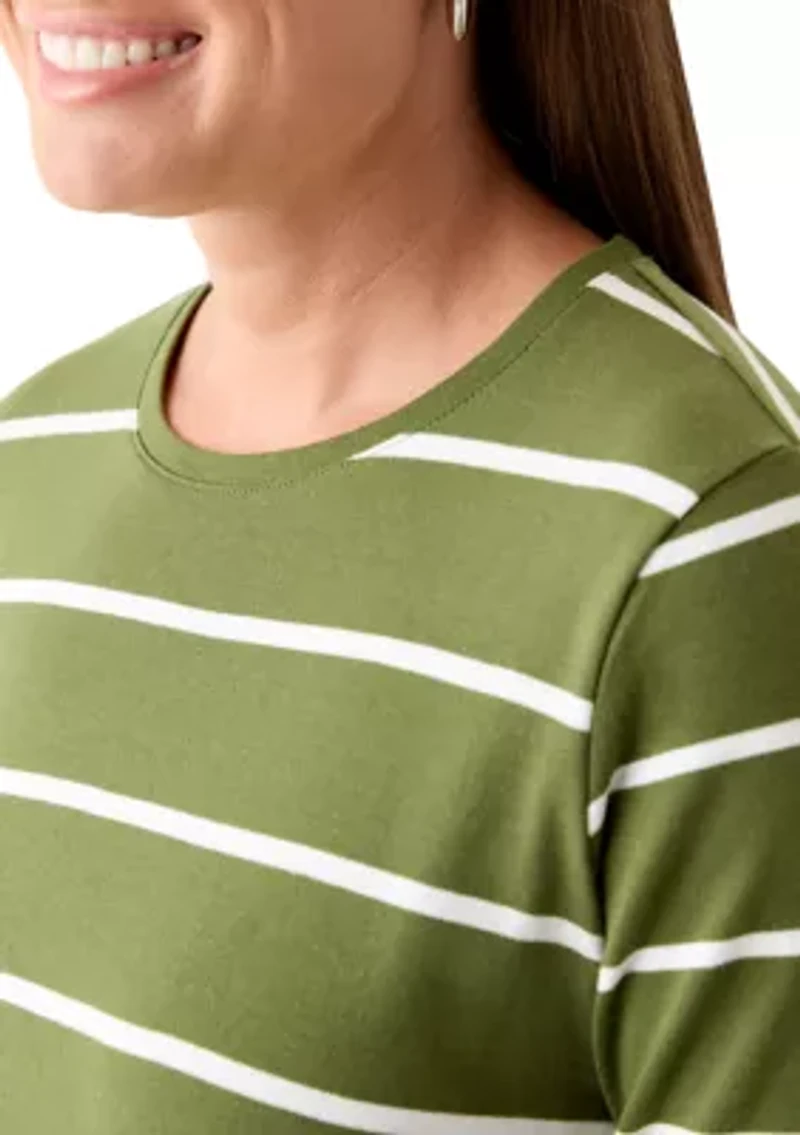 Petite Stripped Crew Neck  Top