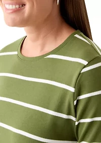 Petite Stripped Crew Neck  Top