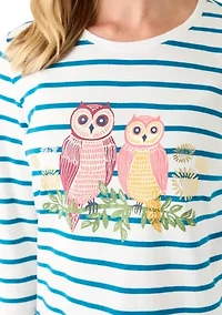 Petite 3/4 Sleeve Crew Neck Graphic Shirt
