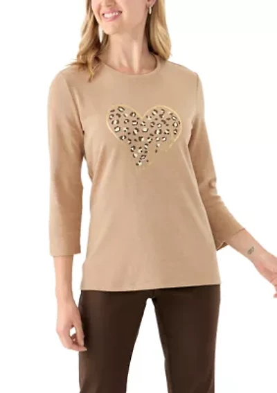 Petite 3/4 Heather Graphic T-Shirt