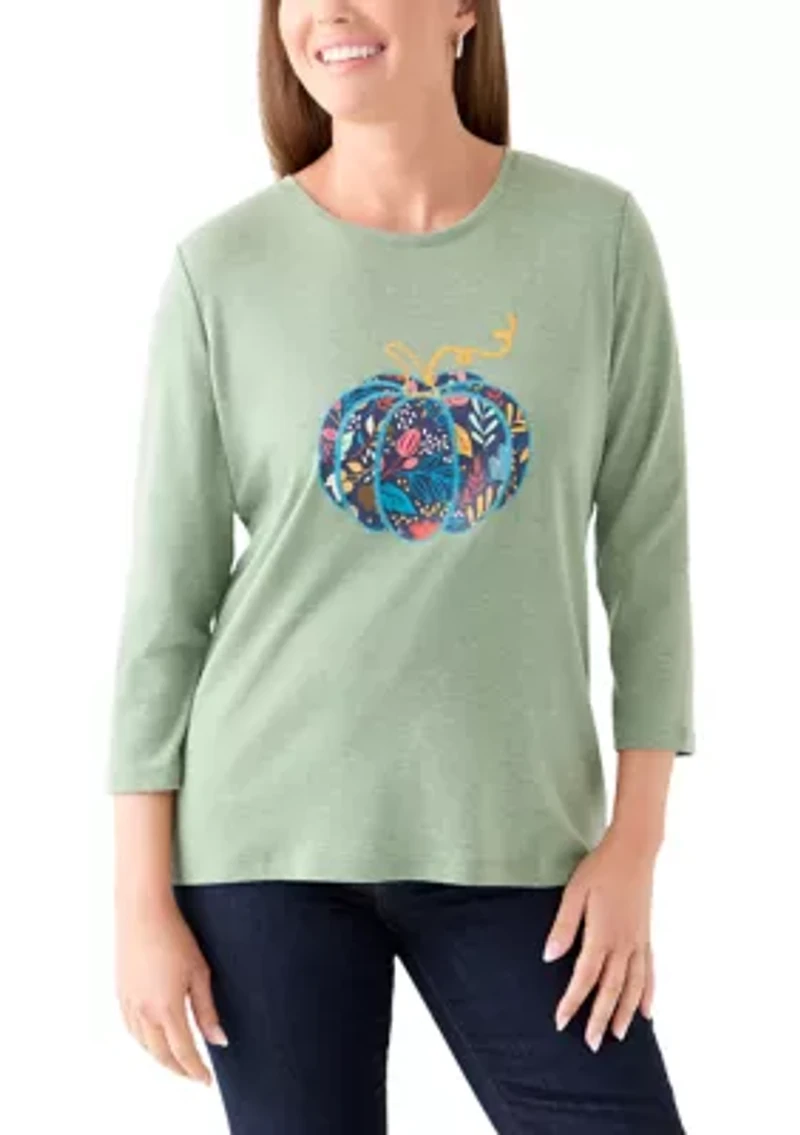 Petite 3/4 Heather Graphic T-Shirt