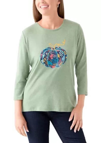 Petite 3/4 Heather Graphic T-Shirt