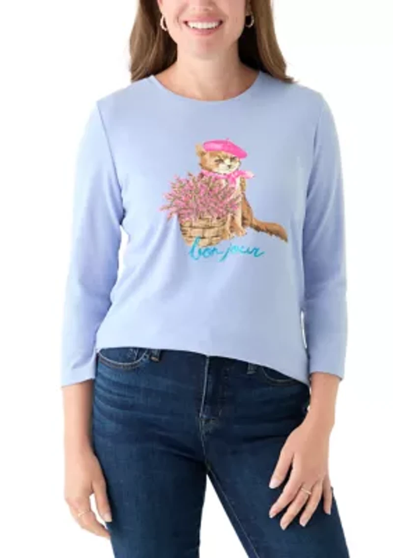 Petite 3/4 Heather Graphic T-Shirt