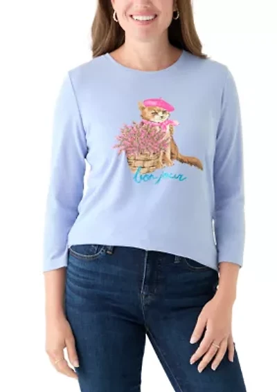 Petite 3/4 Heather Graphic T-Shirt